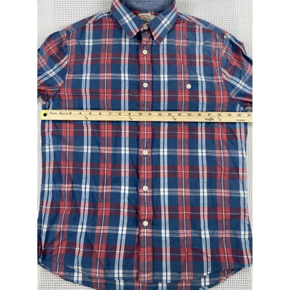 Faherty Indigo Dyed Plaid Button Up Long Sleeve Shirt Cotton Men's Small - Picture 3 of 7